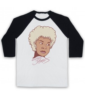Etta James Blues R&B Icon Adults White & Black Baseball Tee